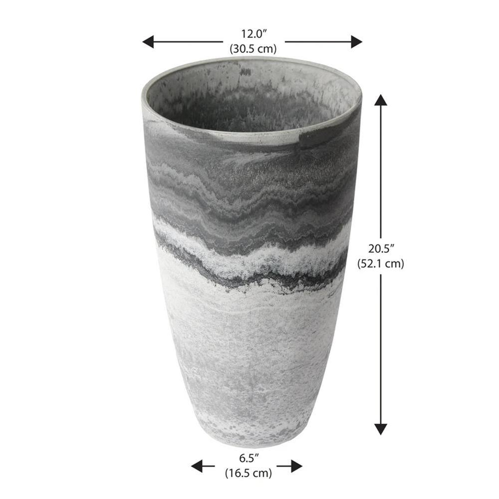 Acerra Gray and White Composite Outdoor Vase Planter