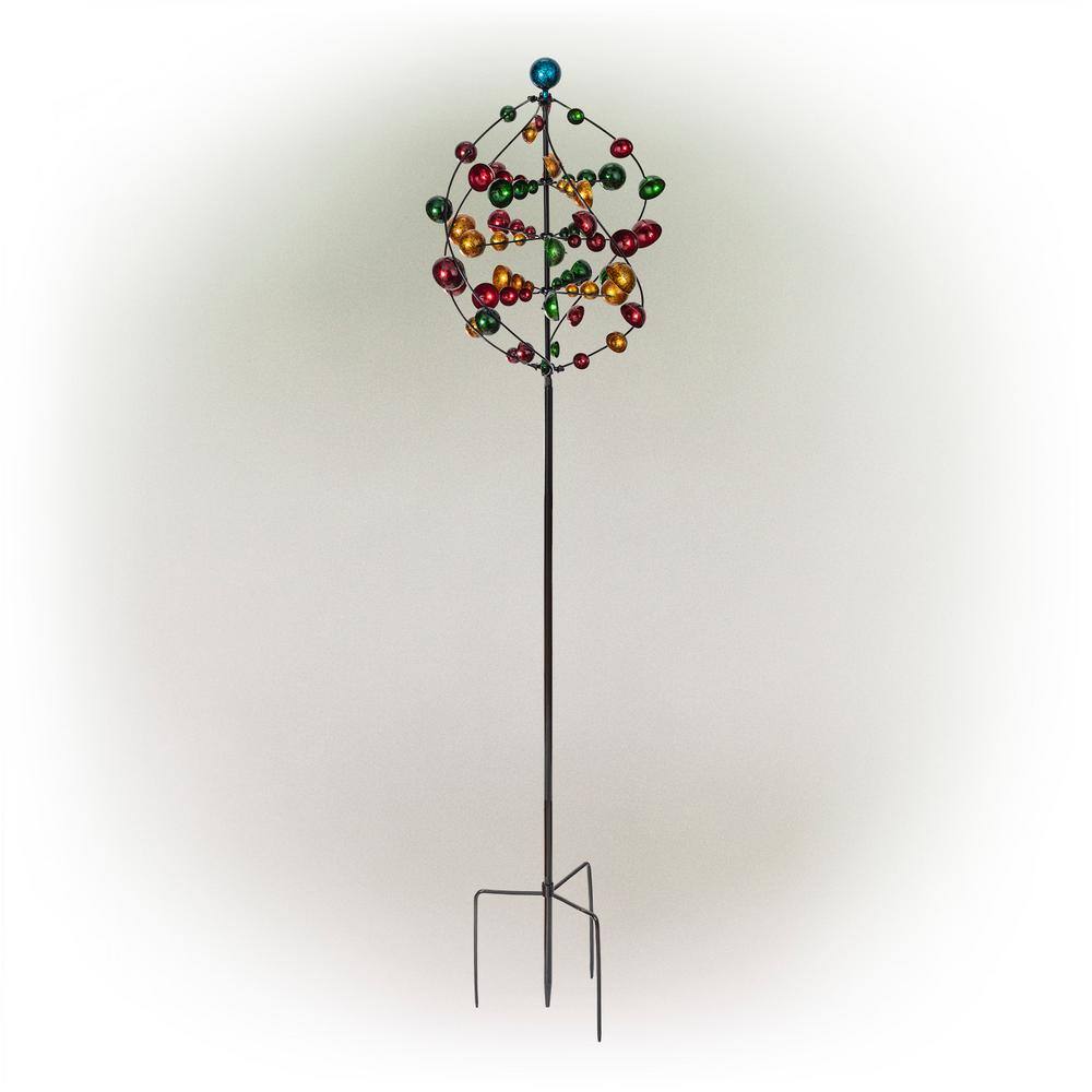 71" Multicolor Iron Orbital Wind Spinner Garden Stake