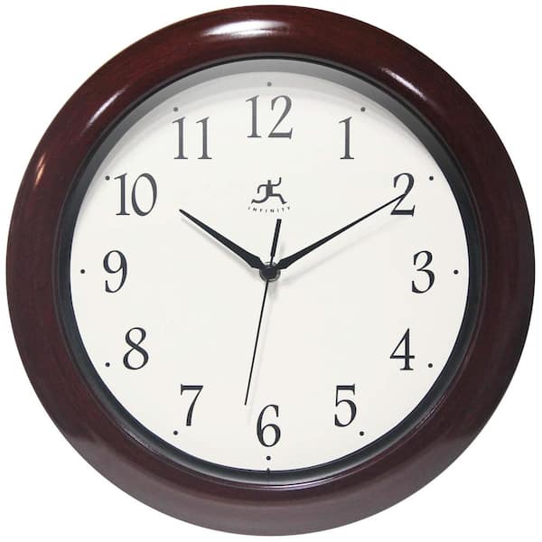 Infinity Instruments Mahogany-Look 13 in. Plastic Wall Clock