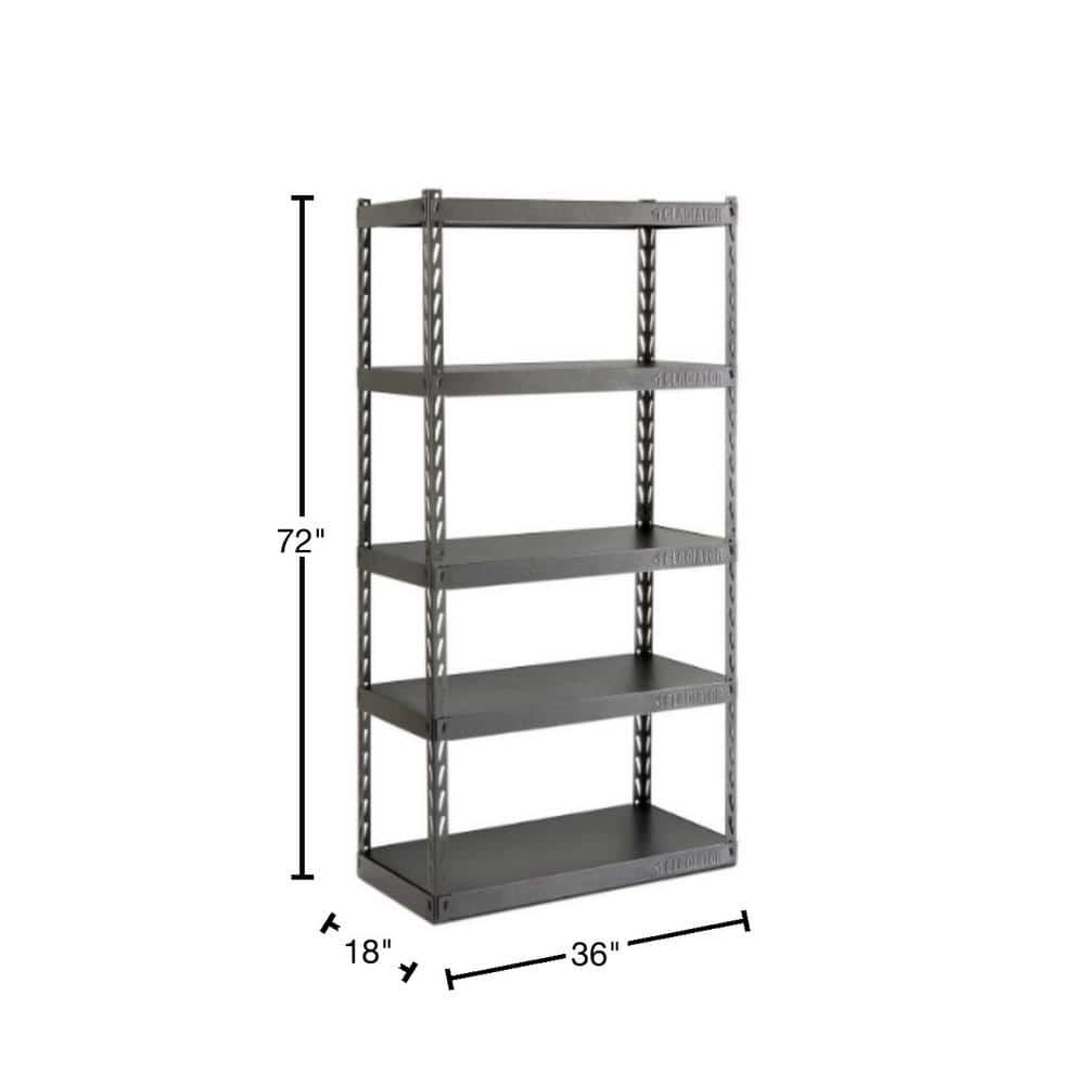 Black Metal 36" Garage Storage Rack with Five Shelves