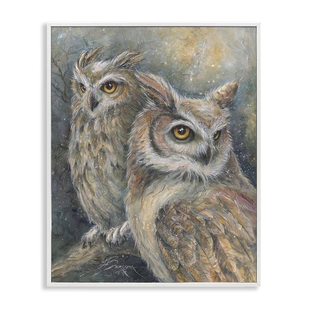 Neutral Feathered Owl Pair by Jody Bergsma White Framed Animal Giclee Art Print 20 in. x 16 in. price history on PriceWatchPro