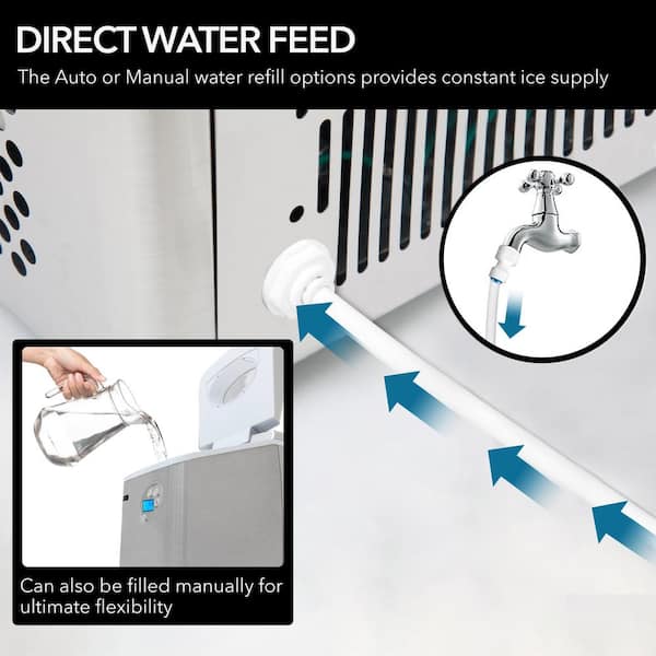 14 in. 49 lbs Portable Ice Maker Countertop Ice Maker Countertop Ice Machines Bullet Ice in Stainless Steel