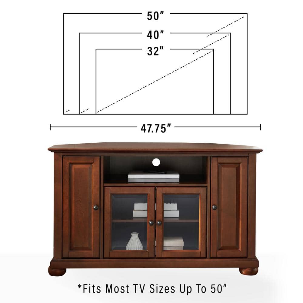 Vintage Mahogany Corner TV Stand with Glass Doors