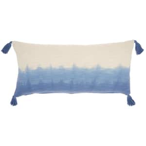 Lifestyles Blue Stripes & Plaids 14 in. x 30 in. Rectangle Throw Pillow