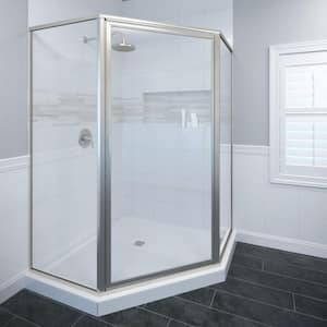 Deluxe 22-5/8 in. x 65-1/8 in. Framed Neo-Angle Hinged Shower Door in Brushed Nickel