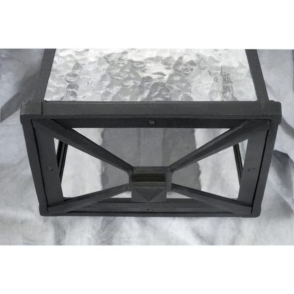 Mac Collection 1-Light Textured Black Water Patterned Glass Craftsman Outdoor Large Wall Lantern Light