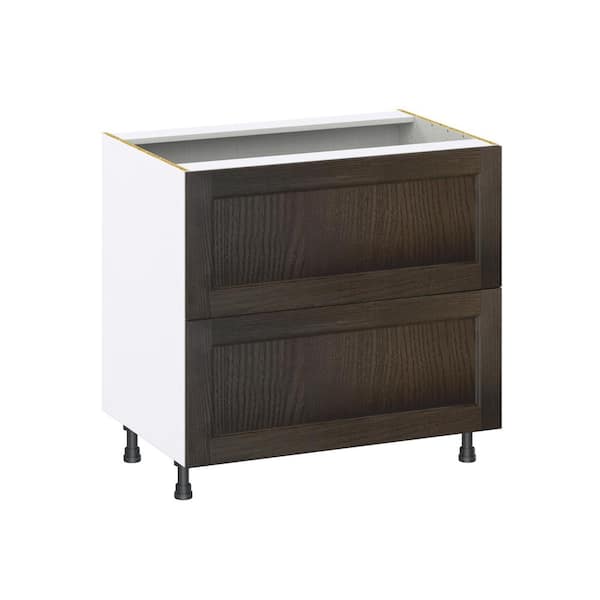 Georgetown 36 in. W x 24 in D x 34.5 in H Assembled Cooktop Drawer Base Kitchen Cabinet in Chestnut w/ 2-Drawers