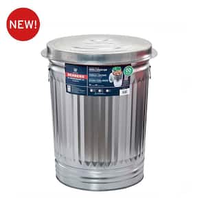 31 Gal. Galvanized Steel Round Metal Household Trash Can with Lid