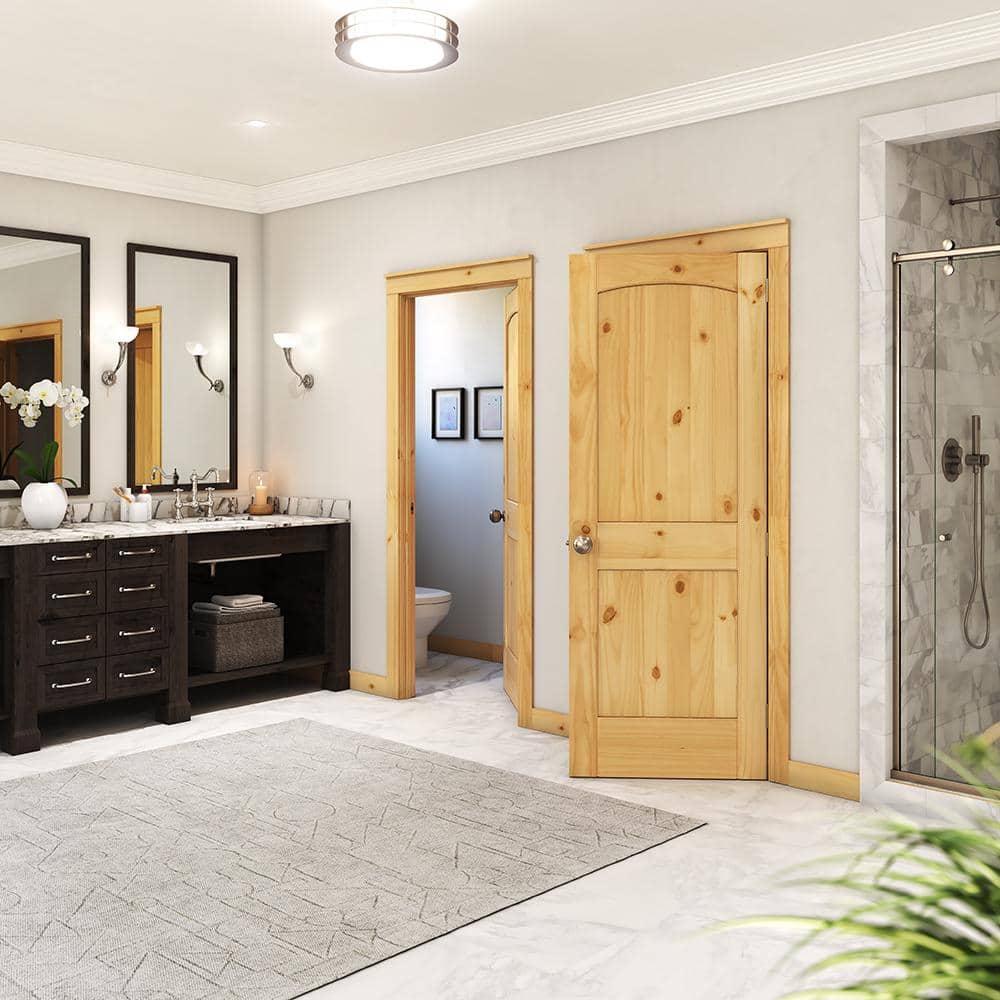 80" x 30" Knotty Pine Arch Top Solid Wood Door