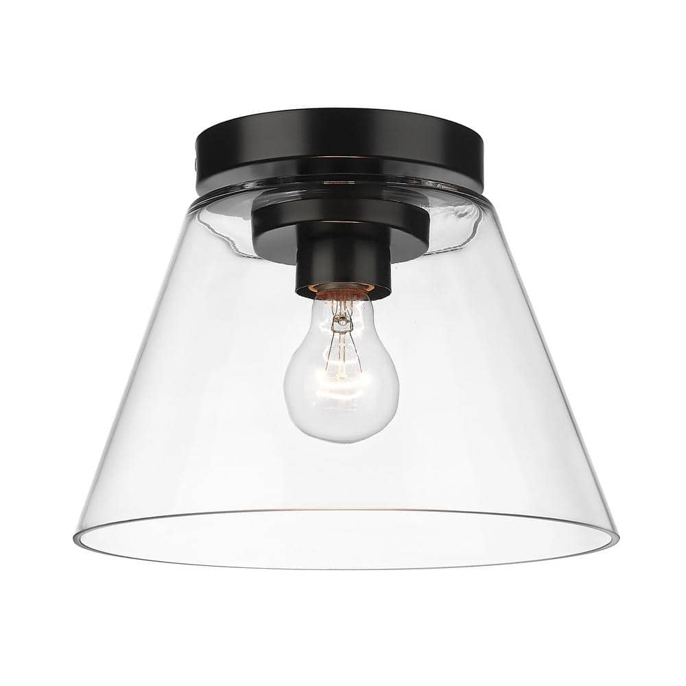 Matte Black Glass 11" Indoor/Outdoor Flush Mount Light