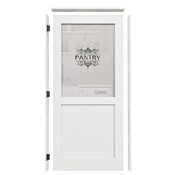 36 in. x 80 in. Right 1/2-Lite Frosted Glass White Solid Core Glass Assembly Required Single Interior Door with Jamb
