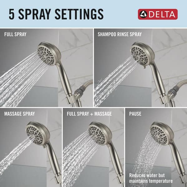 Delta 5-Spray Settings Wall Mount Handheld Shower Head 1.75 GPM in Matte  Black 75511BL - The Home Depot