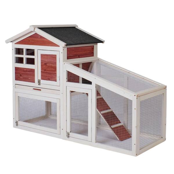 Foobrues Wooden Pet Rabbit Hutch Chicken Coop Bunny Cage Hen House