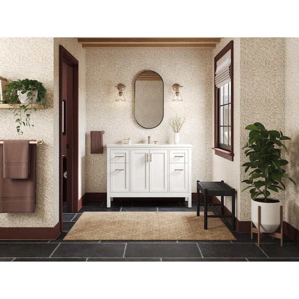 KOHLER Hadron 48.75in. Single Sink Freestanding White Bath Vanity with White Quartz Top Assembled
