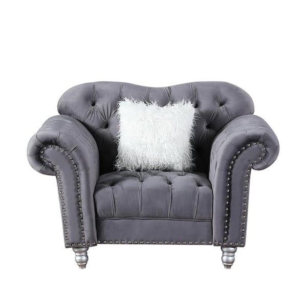 Morden Fort Grey Luxury Classic America Chesterfield Tufted Camel Back Armchair