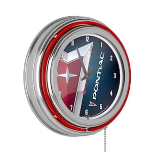 Pontiac Red Logo Lighted Analog Neon Clock