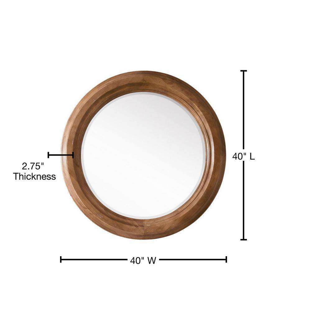 Malibu 40" Honey Alder Round Frameless Wood Mirror
