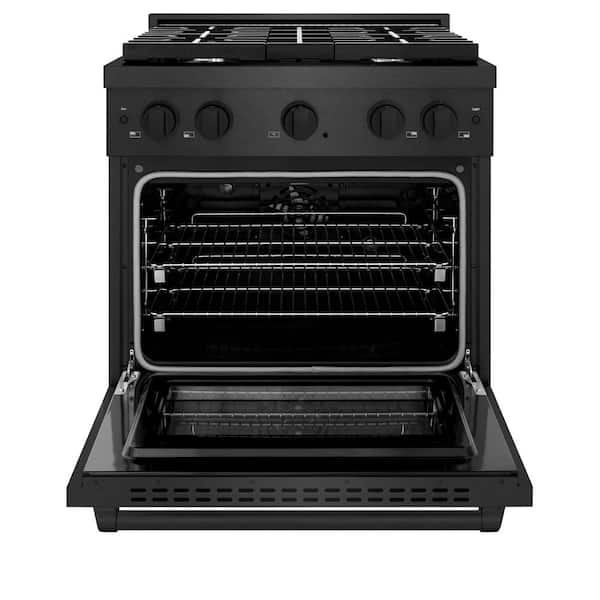 30 in. 4.2 cu. ft. Paramount Dual Fuel Range with 4 Burner Gas Cooktop in Black Satin Stainless Steel