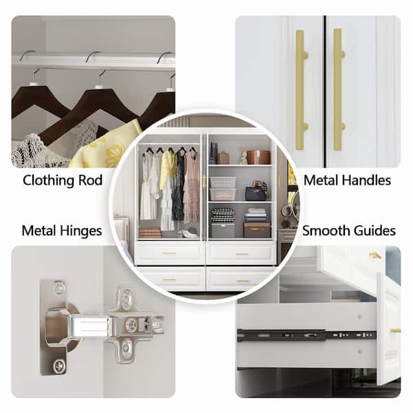 ふふ Reviews for FUFU&GAGA White Wooden 63 in. W 4-Door Super Large