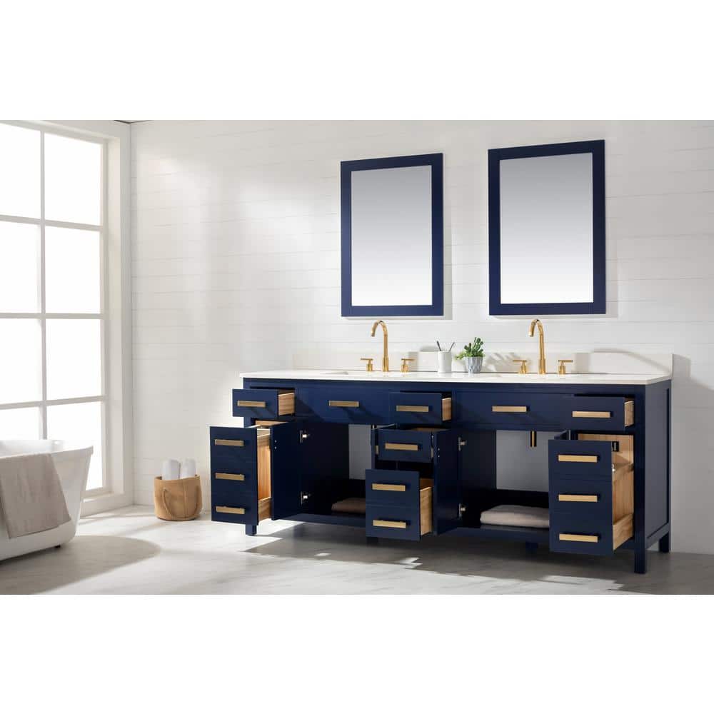 Valentino 84" Blue Double Vanity with Quartz Countertop