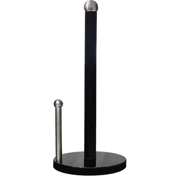 Blue Donuts Black Enamel Coated Steel Paper Towel Holder with Padded Base