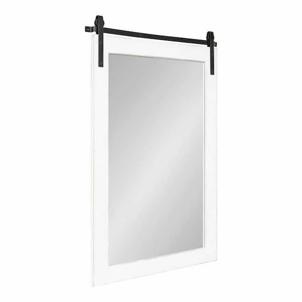 Kate and Laurel Cates 38 in. x 24 in. Classic Rectangle Framed White Wall Mirror