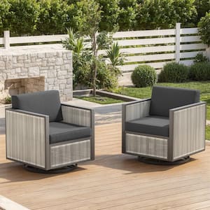 Square Tube Series 2-Pack Gray Wicker Outdoor Patio Glider with CushionGuard Dark Gray Cushions