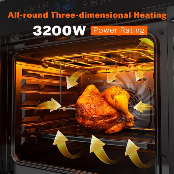 24 in. Single Electric Wall Oven with Rotisserie and Convection Function - Soft Controls