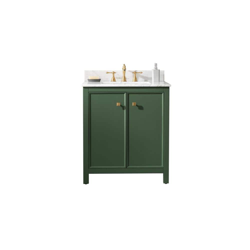 Vogue Green 30" Sink Vanity Cabinet with Carrara White Top