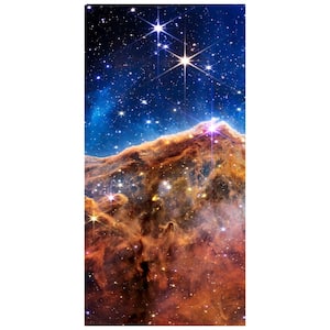 "Carina Nebula B" Multi-color Free Floating Reverse Unframed Printed Tempered Glass Wall Art 72 in. x 36 in.