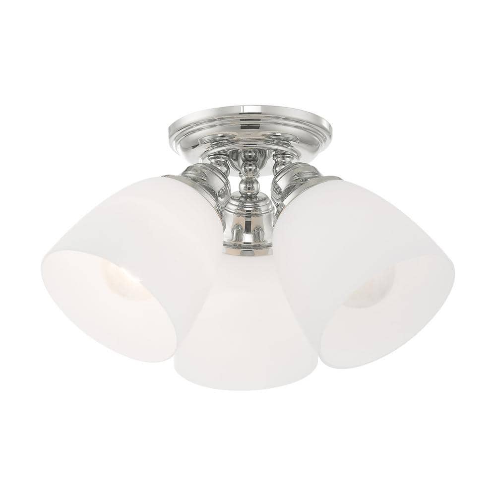 Beaumont 14.25 in. 3-Light Polished Chrome Timeless Semi Flush Mount with S