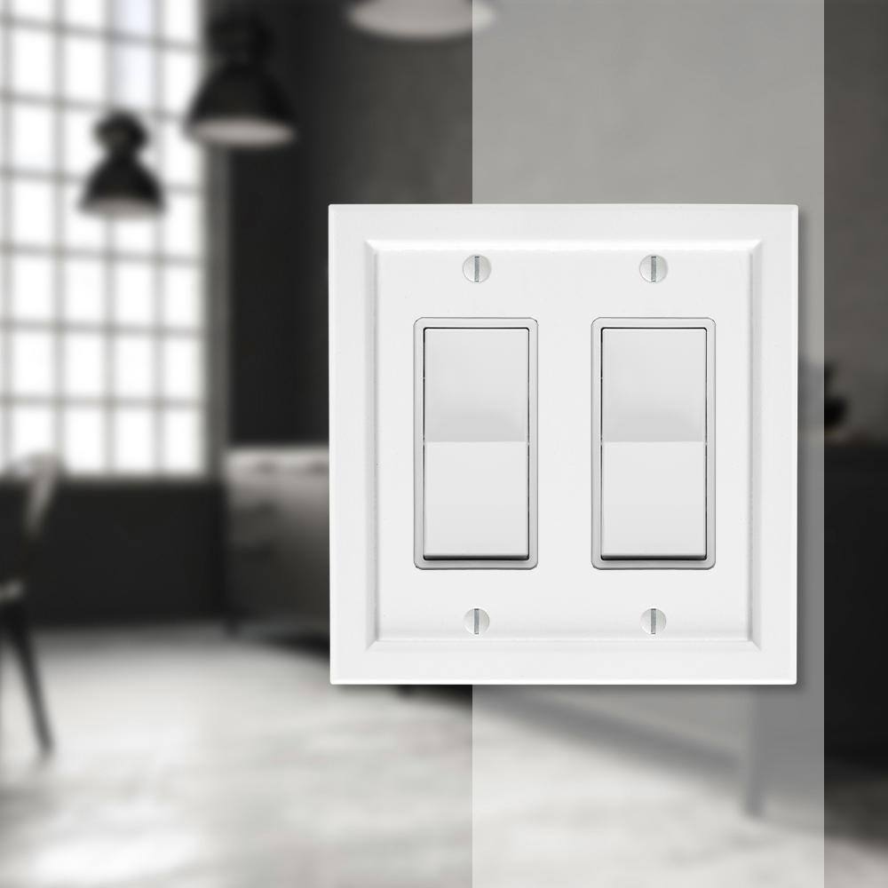White Wood Double Rocker Wall Plate