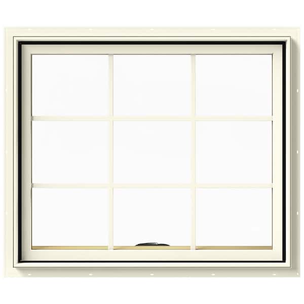 JELD-WEN 36 in. x 30 in. W-2500 Series Cream Painted Clad Wood Awning Window w/ Natural Interior and Screen
