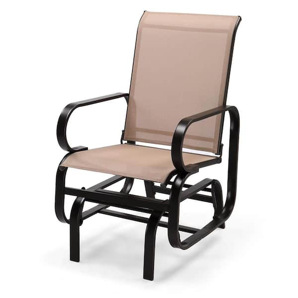 23 in. 1-Person Brown Metal Textilene-Clothed Outdoor Glider