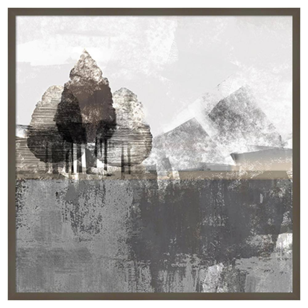 Textured Landscape Abstract Gray Framed Wall Art Print