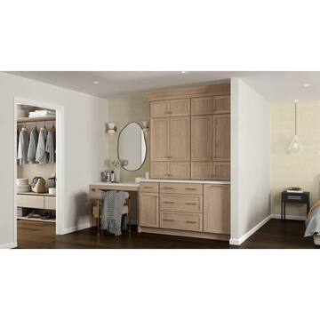 Hampton Bay Sinclair 18 in. W x 21 in. D x 34.5 in. H Assembled 3-Bath Drawer Base Cabinet in Shaker Light Oak KVDB18-SLO