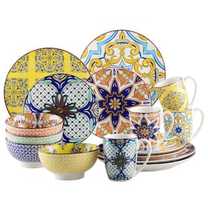 Jasmin 16-Piece Porcelain Multi-Colors Dinnerware Sets (Service for 4)
