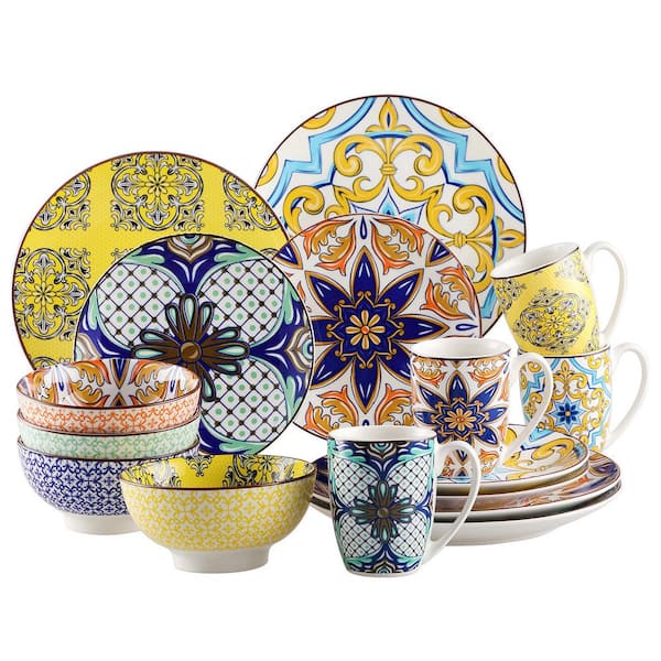vancasso Jasmin 16-Piece Porcelain Multi-Colors Dinnerware Sets (Service for 4)