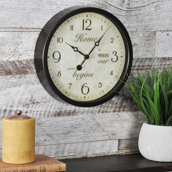 FirsTime 10 in. Round Sentiments Wall Clock