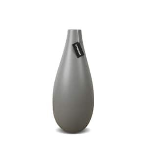 Drop Slim Short Ceramic Vase In Light Gray Matte 15.7 in. Height
