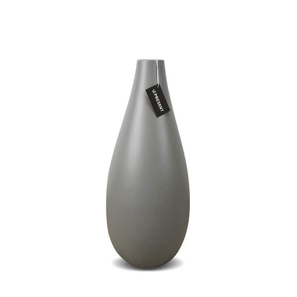 Unbranded Drop Slim Short Ceramic Vase In Light Gray Matte 15.7 in. Height