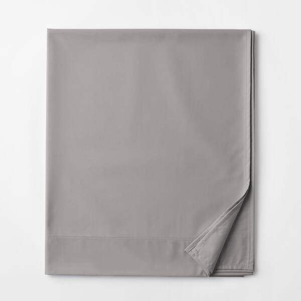The Company Store Legends Hotel Silver 450-Thread Count Wrinkle-Free Supima Cotton Sateen Queen Deep Pocket Flat Sheet