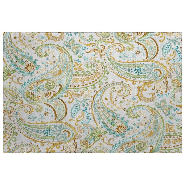 Dream Shag Premium Machine Washable Abstract ADS533 Ivory 2 ft. x 3 ft. Accent Rug