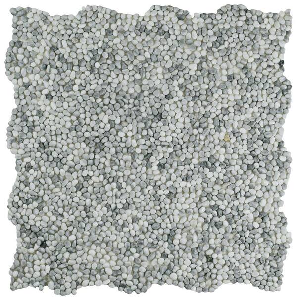 Merola Tile Pebblini Mini White Smoke 12 in. x 12 in. Pebble Stone Mosaic Tile (10.63 sq. ft. / Case)