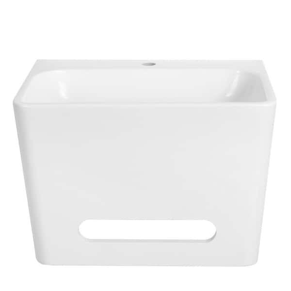 Streamline 23.6 in. W x 15.7 in. D x 15.7 in. H Vanity in Glossy White with Solid Surface Resin Top in White with White Basin
