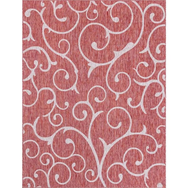 Outdoor Curl Rust Red 9 ft. x 12 ft. Area Rug