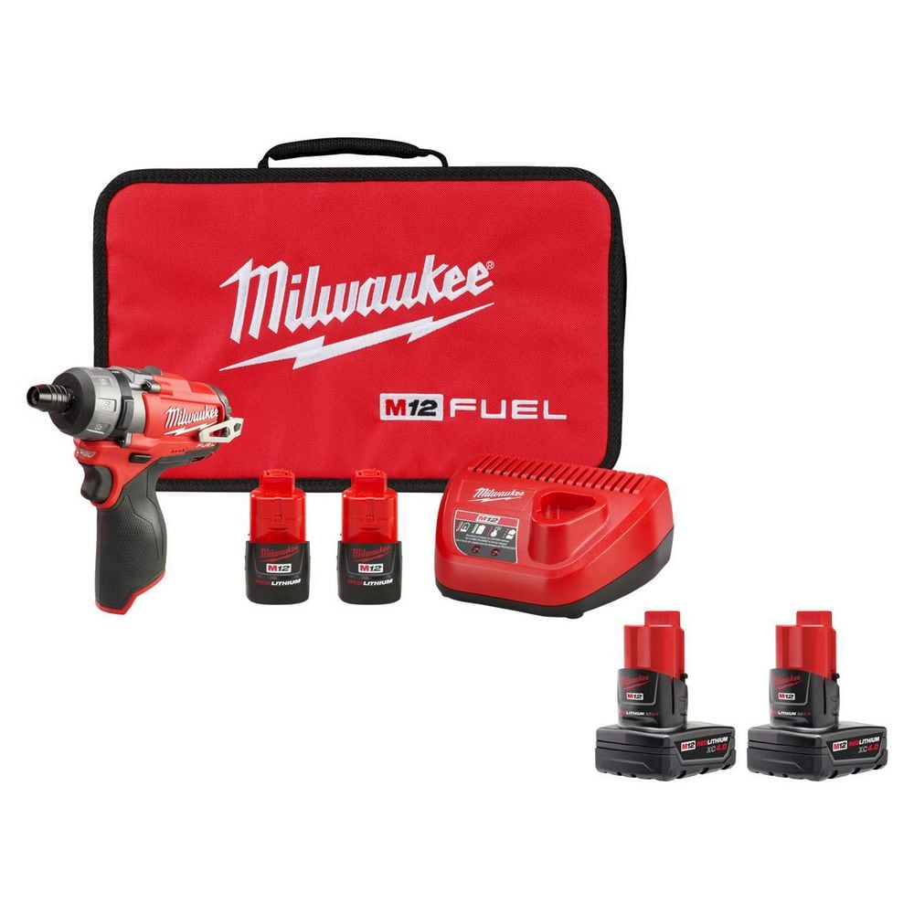 M12 FUEL 12V Lithium-Ion Brushless Cordless 1/4 in. Hex 2-Speed Screwdriver Kit W/(2) 2.0h Batteries, Bag,&4.0 (2-Pack) price history on PriceWatchPro