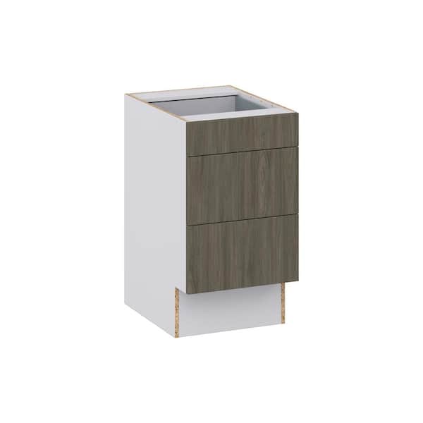 J COLLECTION Medora Textured Slab Walnut Assembled 18 in. W x 32.5 in. H x23.75 in. D ADA 3 Drawers Base Kitchen Cabinet