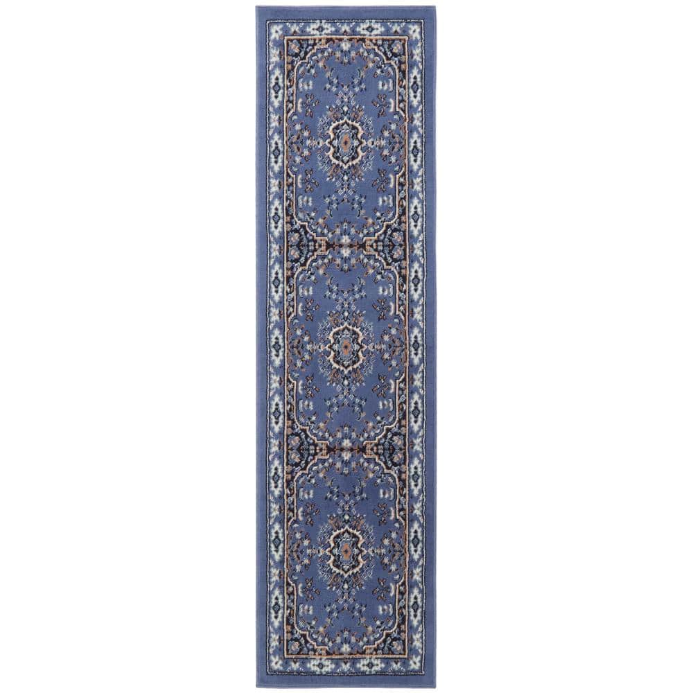 Home Dynamix Premium Sakarya Country Blue/Brown 2 ft. x 7 ft. Medallion ...