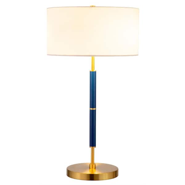 Blue And Brass 2 Bulb Table Lamp Tl0534, Table With Lamp Attached Home Depot
